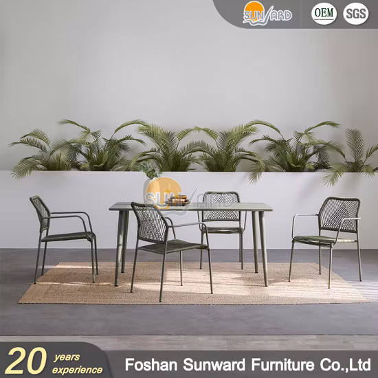 Muebles de jardín al aire libre del sistema de mesa y sillas de cuerda de aluminio del Patio del hotel del ocio de la venta caliente